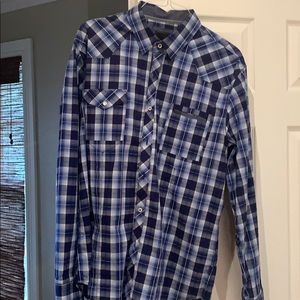 Men’s 7 diamond blue checked dress shirt